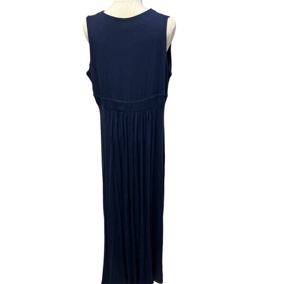 Caslon V-neck Maxi Dress Womens XXL Navy Blue Rayon Spring Classic Summer New - Picture 3 of 13